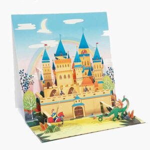 pictura tarjeta 3d pop up 16x16cm tematica medieval embolsada individualmente incluye sobre blanco papel con certificacion fsc