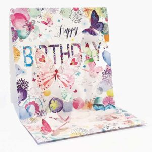 pictura tarjeta 3d pop up mariposas 16x16cm tematica de mariposas embolsada individualmente incluido sobre blanco papel con certificacion fsc