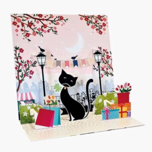 pictura tarjeta felicitacion 3d pop up laminas purpurina relieve cortes laser 16x16cm incluye un sobre blanco y envoltorio en papel de celofan papel con certificacion fsc