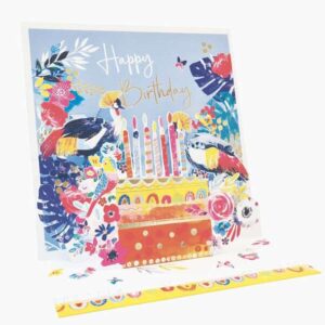 pictura tarjeta 3d pop up 16x16cm tematica tarta de cumpleaños embolsada individualmente incluye sobre blanco papel con certificacion fsc