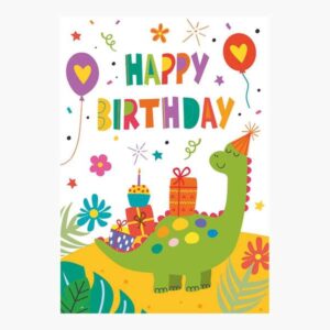 pictura tarjeta zig zag 15x22cm tematica dinosaurios triptica sin envoltorio incluye sobre blanco papel con certificacion fsc