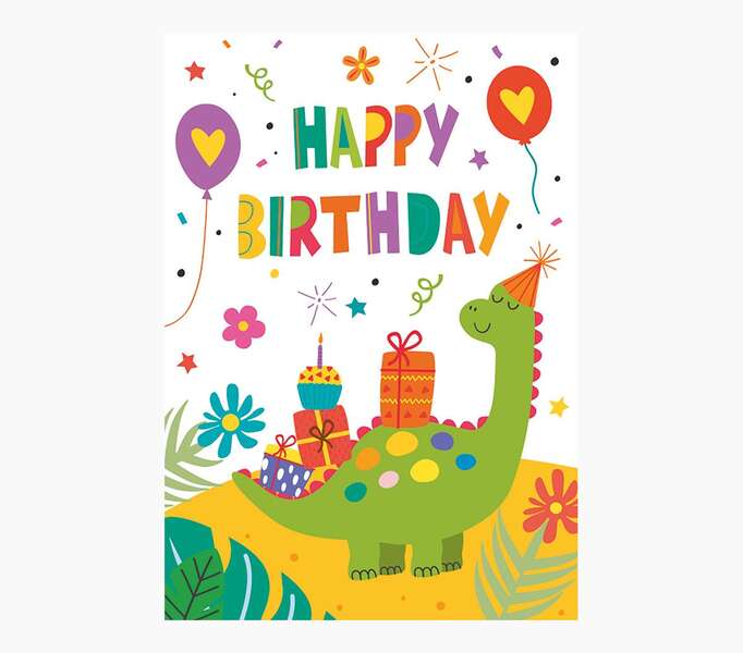 pictura tarjeta zig zag 15x22cm tematica dinosaurios triptica sin envoltorio incluye sobre blanco papel con certificacion fsc