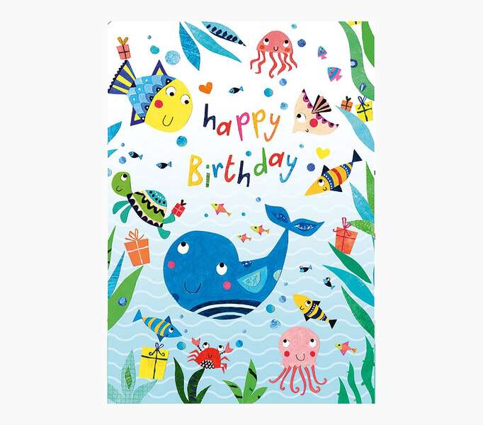pictura tarjeta zig zag 15x22cm tematica animales marinos tarjeta triptica incluye sobre blanco papel con certificacion fsc