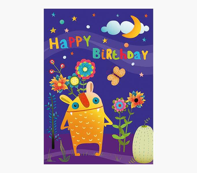 pictura tarjeta zig zag 15x22cm tematica de monstruos tarjeta triptica sin envoltorio incluye sobre blanco impresas en papel con certificacion fsc