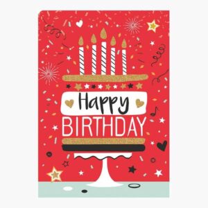 pictura tarjeta zig zag 15x22cm tematica tarta de cumpleaños triptica sin envoltorio incluye sobre blanco papel con certificacion fsc