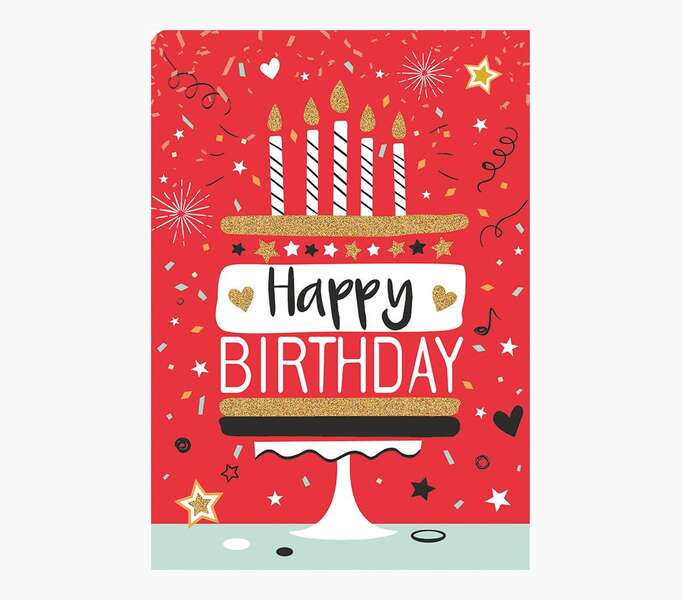 pictura tarjeta zig zag 15x22cm tematica tarta de cumpleaños triptica sin envoltorio incluye sobre blanco papel con certificacion fsc