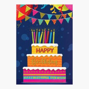 pictura tarjeta zig zag 15x22cm tematica tarta de cumpleaños triptica sin envoltorio incluye sobre blanco papel con certificacion fsc