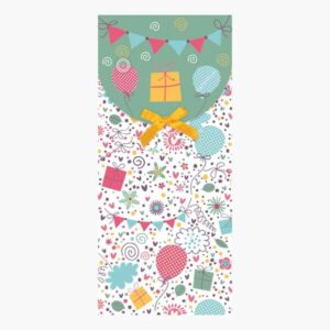 pictura tarjeta money cards tarjeta de regalo tipo sobre vertical tematica globos 9.6x21.3cm embolsada individualmente en celofan incluido sobre blanco papel con certificacion fsc