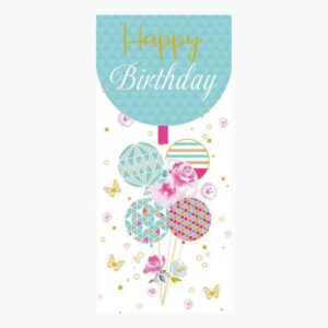 pictura tarjeta money cards tarjeta de regalo vertical tematica globos 9.6x21.3cm embolsada individualmente incluido sobre blanco papel con certificacion fsc