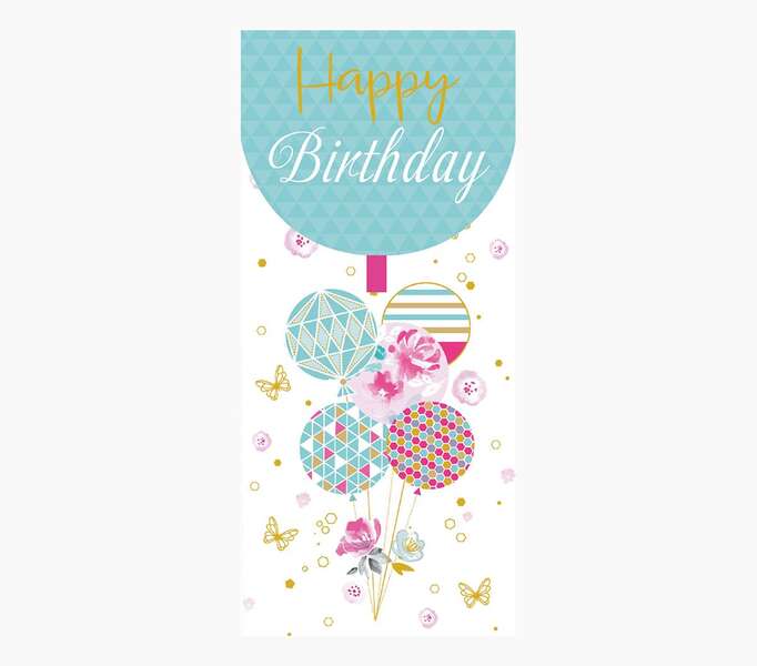 pictura tarjeta money cards tarjeta de regalo vertical tematica globos 9.6x21.3cm embolsada individualmente incluido sobre blanco papel con certificacion fsc