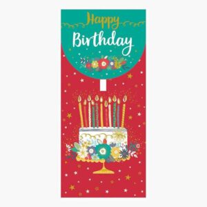 pictura tarjeta money cards 9.6x21.3cm tematica tarta de cumpleaños embolsada individualmente incluye sobre blanco papel con certificacion fsc