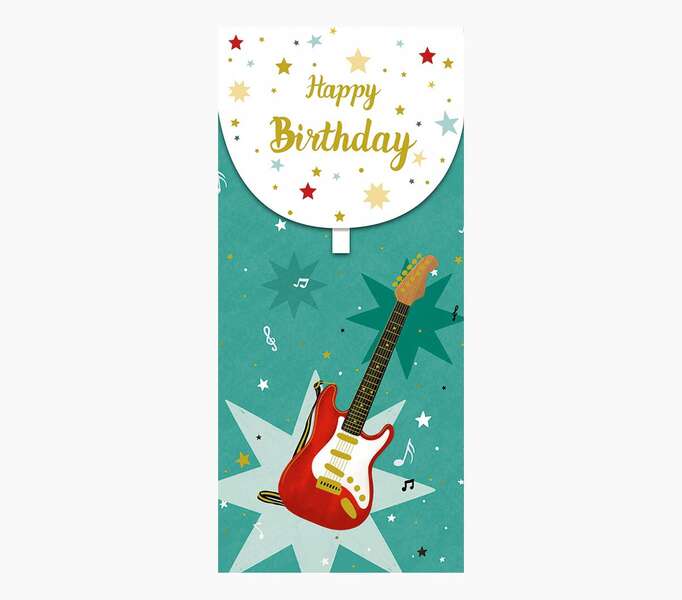 pictura tarjeta money cards tarjeta de regalo vertical tematica guitarra 9.6x21.3cm embolsada individualmente en celofan incluido sobre blanco papel con certificacion fsc