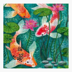 pictura tarjeta puzzle tematica carpas koi ideal para regalar 100x150mm diseño colorido y llamativo divertido y entretenido