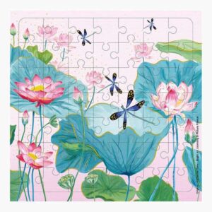 pictura tarjeta puzzle 15.5x15.5cm tematica de libelulas 49 piezas incluye tarjeta plegada y sobre blanco certificacion fsc