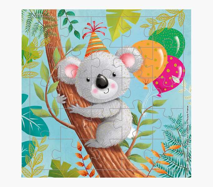 pictura tarjeta puzzle 15.5x15.5cm tematica koala 25 piezas incluye sobre blanco certificacion fsc