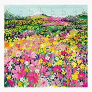 pictura tarjeta puzzle 15.5x15.5cm tematica de flores 49 piezas incluye tarjeta plegada y sobre blanco certificacion fsc