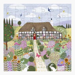 pictura tarjeta puzzle 15.5x15.5cm tematica casa de campo 49 piezas incluye tarjeta plegada y sobre blanco certificacion fsc