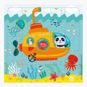 pictura tarjeta puzzle 15.5x15.5cm tematica submarino 25 piezas incluye sobre blanco certificacion fsc