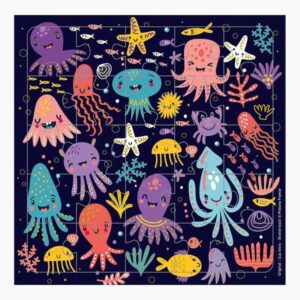 pictura tarjeta puzzle 15.5x15.5cm tematica animales marinos 25 piezas incluye tarjeta plegada y sobre blanco certificacion fsc