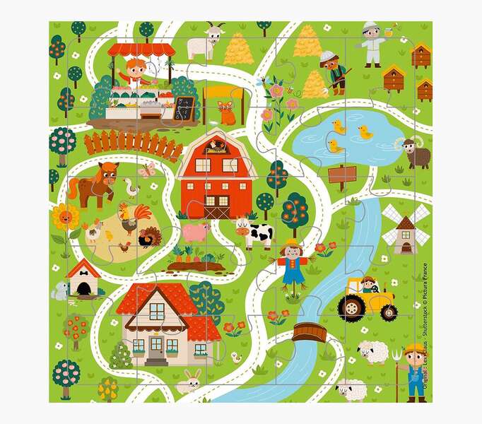 pictura tarjeta puzzle 15.5x15.5cm tematica caminos de pueblo 25 piezas incluye tarjeta plegada y sobre blanco certificacion fsc