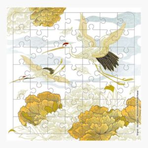 pictura tarjeta puzzle 15.5x15.5cm tematica grullas 49 piezas incluye tarjeta plegada y sobre blanco certificacion fsc