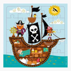 pictura tarjeta puzzle piratas 15.5x15.5cm 25 piezas tematica piratas incluye tarjeta plegada y sobre blanco certificacion fsc