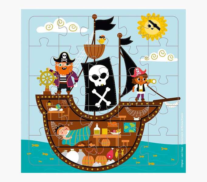 pictura tarjeta puzzle piratas 15.5x15.5cm 25 piezas tematica piratas incluye tarjeta plegada y sobre blanco certificacion fsc