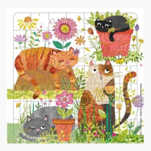 pictura tarjeta puzzle de gatos 15.5x15.5cm 49 piezas tematica felina incluye sobre blanco certificacion fsc