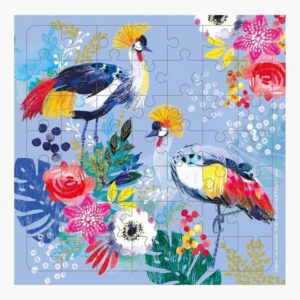 pictura tarjeta puzzle 15.5x15.5cm tematica de grullas 49 piezas incluye tarjeta plegada y sobre blanco certificacion fsc