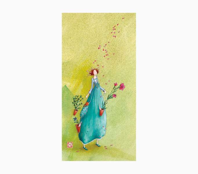 pictura gaëlle boissonnard tarjeta doble acabado en barniz de relieve uv grueso laminado mate de tacto suave 10.5x21cm papel con certificacion fsc