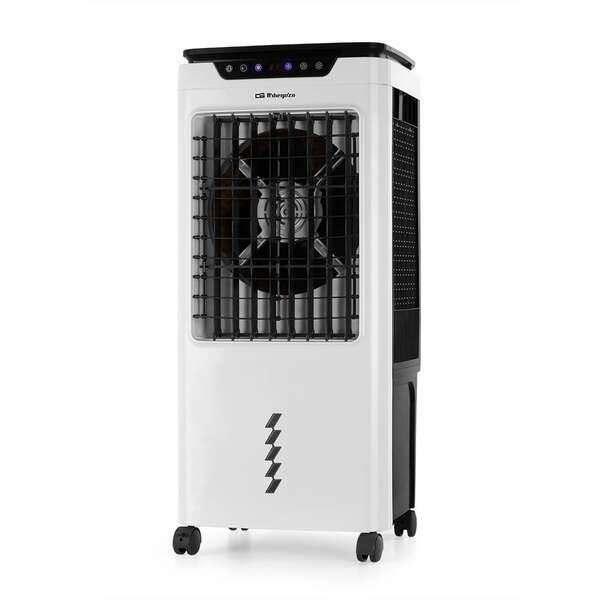 orbegozo air 55 climatizador 3 en 1 purifica, humidifica y refresca el aire deposito de 35l potencia 150w temporizador 12h control tactil mando a distancia movilidad facil