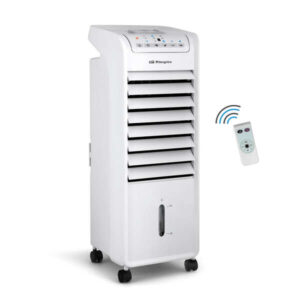 orbegozo climatizador evaporativo 3 en 1 freshair potente y silencioso aletas direccionales temporizador 7h facil manejo ruedas para transporte mando a distancia