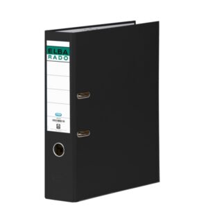 elba chic archivador de palanca tamaño folio lomo de 80mm con ollao y rado forrado exterior pvc color negro