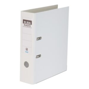 elba plast archivador tamaño a4 ancho 80mm con palanca y rado resistente y duradero fabricado en pvc color blanco