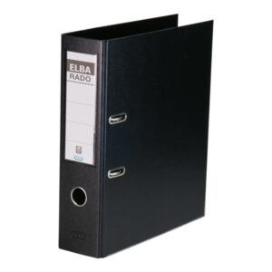 elba plast archivador tamaño a4 ancho 80mm con palanca y rado resistente y duradero fabricado en pvc color negro
