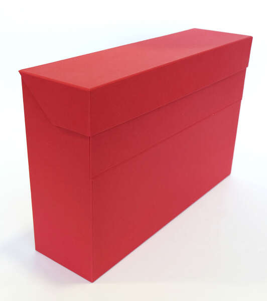 elba caja de transferencia resistente 39.6x25.4cm tapa con cierre de seguridad asa ergonomica color rojo intenso