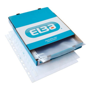 elba pack de 100 fundas multitaladro pp 90 micras tamaño a4 acabado piel naranja transparente