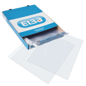 elba pack de 100 fundas multitaladro pp 70 micras tamaño folio acabado cristal transparente