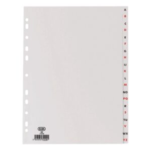 elba indice alfabetico folio 20 posiciones resistente plastico de 120 micras organizacion alfabetica eficiente color gris