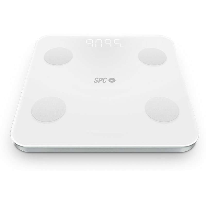 spc atenea fit 3 bascula de baño inteligente registra e identifica hasta 10 usuarios diseño de cristal pantalla led activacion tactil capacidad 180kg