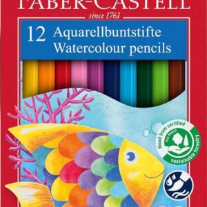 faber castell classic colour acuarelable pack de 12 lapices de colores hexagonales acuarelables + pincel resistencia a la rotura colores surtidos
