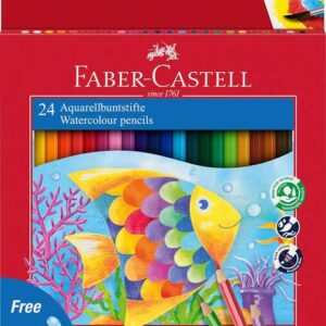 faber castell classic colour acuarelable pack de 24 lapices de colores hexagonales acuarelables + pincel resistencia a la rotura colores surtidos