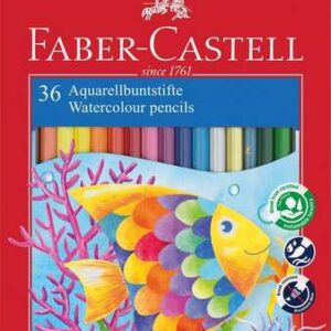 faber castell classic colour acuarelable pack de 36 lapices de colores hexagonales acuarelables + pincel resistencia a la rotura colores surtidos
