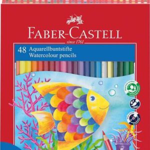 faber castell classic colour acuarelable pack de 48 lapices de colores hexagonales acuarelables + pincel resistencia a la rotura colores surtidos