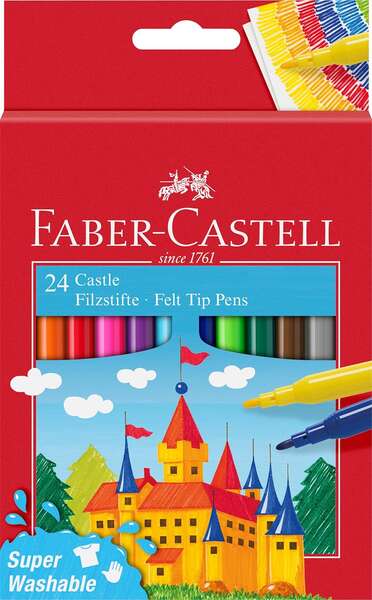 faber castell castle pack de 24 rotuladores tinta con base de agua lavable colores surtidos