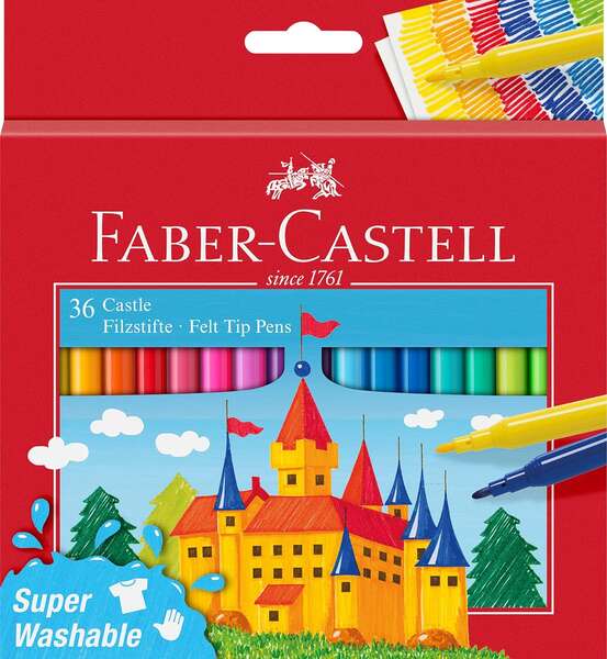 faber castell castle pack de 36 rotuladores tinta con base de agua lavable colores surtidos