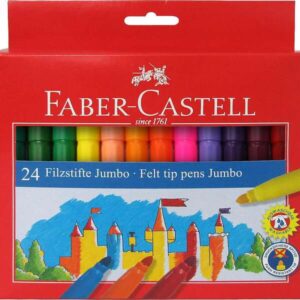 faber castell jumbo pack de 24 rotuladores punta gruesa tinta con base de agua lavable colores surtidos