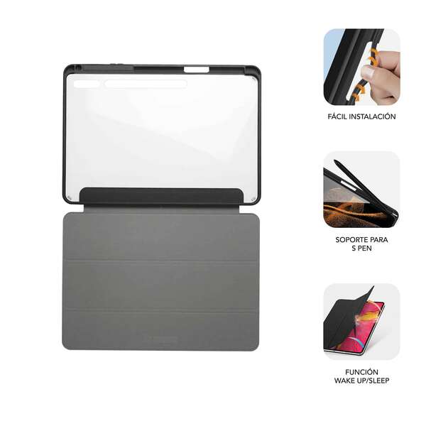 subblim funda exclusiva para samsung galaxy tab s9+/s9 fe+ 12,4” proteccion total diseño moderno material resistente facil instalacion angulos de vision acceso a funciones ultraligera interior aterciopelado transporte seguro ajuste