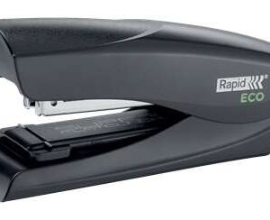 rapid eco grapadora de sobremesa 24/6, 26/6 grapa hasta 25 hojas grapado plano y clavado fabricado con un 74% de plastico reciclado postconsumo color negro