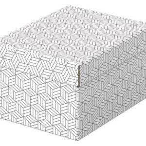 esselte pack de 3 cajas pequeñas de almacenamiento con tapa 200x150x255mm carton 100% reciclado y reciclable diseño blanco con dibujo